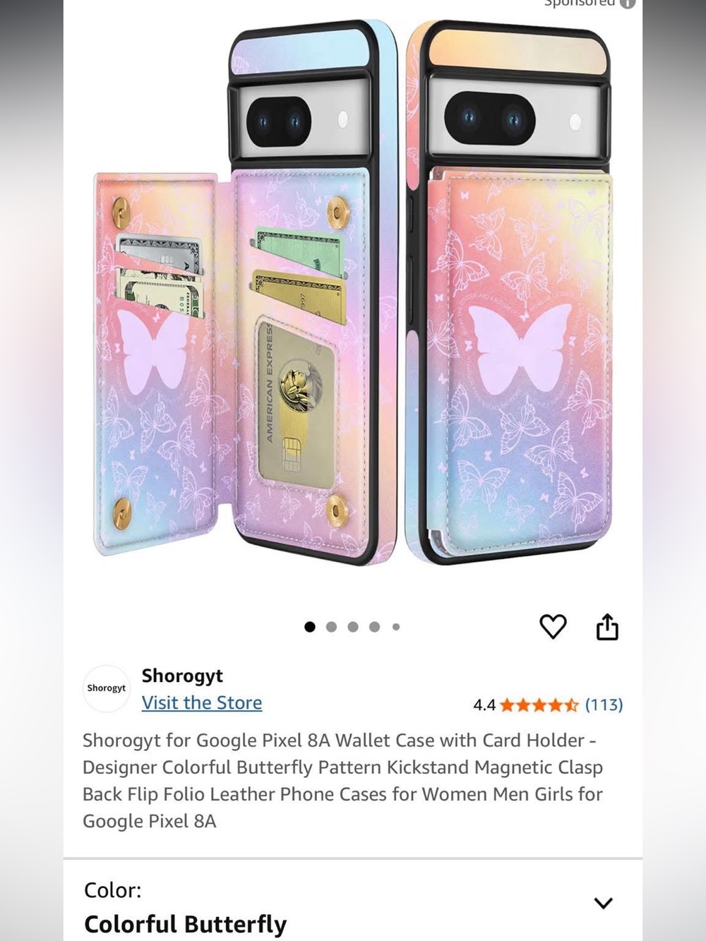 Butterfly Wallet Case for Google Pixel 8A - Pastel Gradient